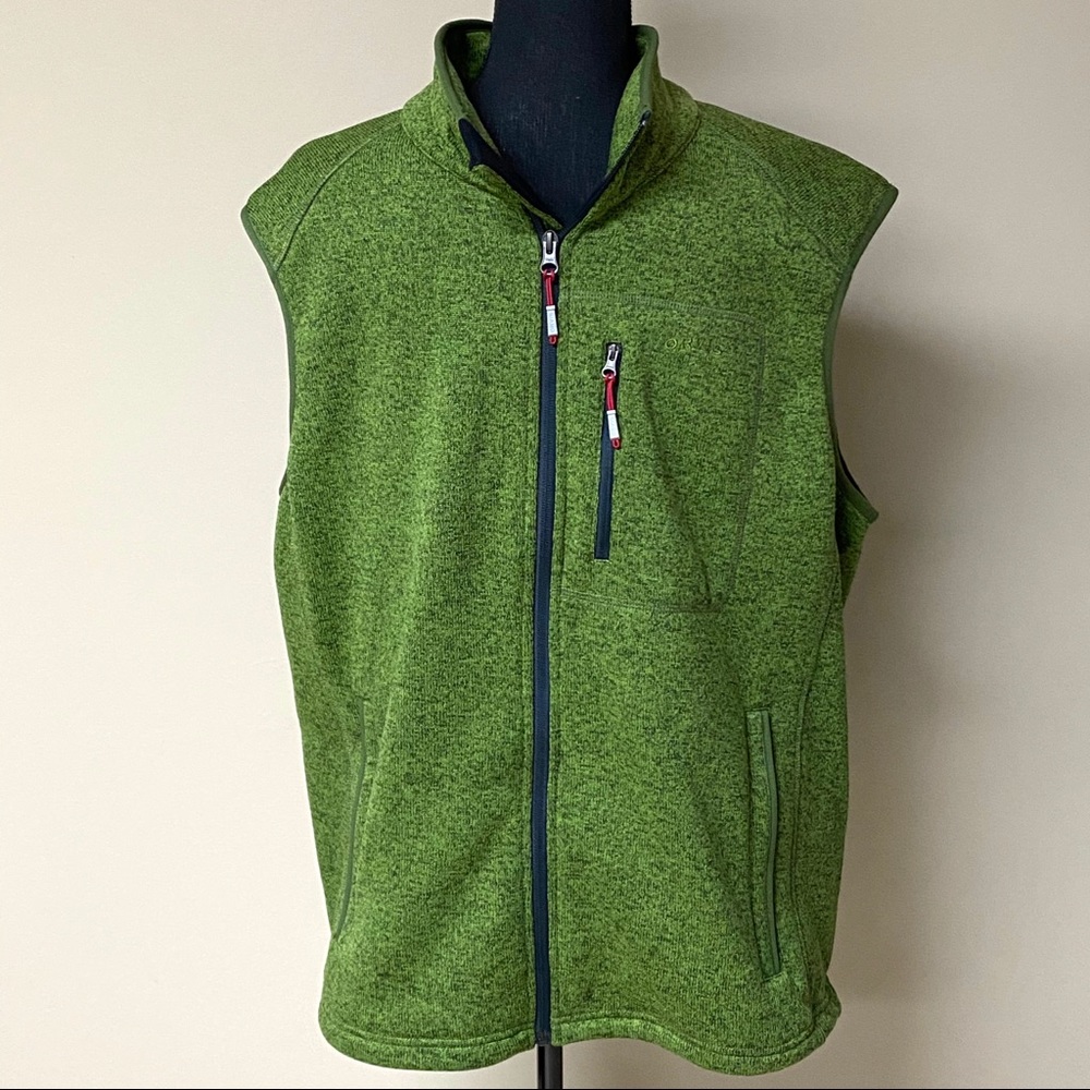 Orvis Fleece Sweater Vest Full Zip Green Men’s XL